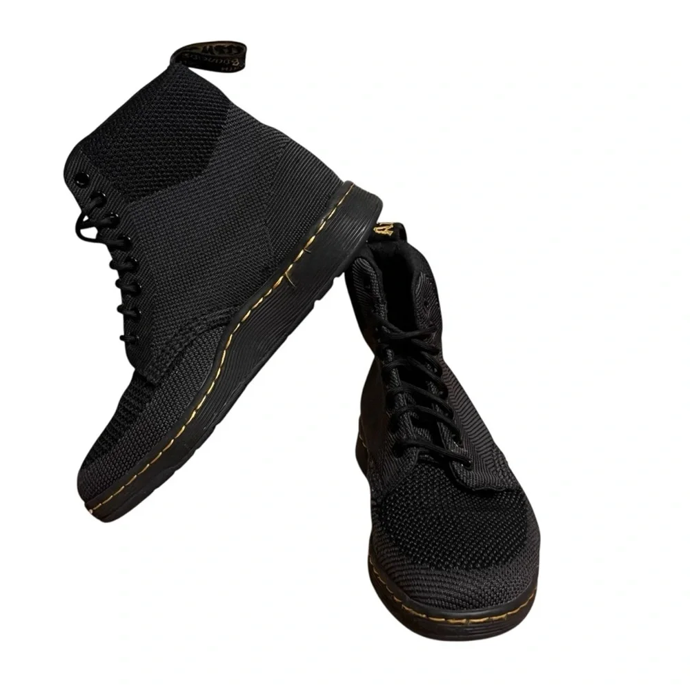 Dr. Martens Black Textured Rigal Knit 8 Eye Boots Combat Black Unisex — Size 7 - Picture 9 of 15